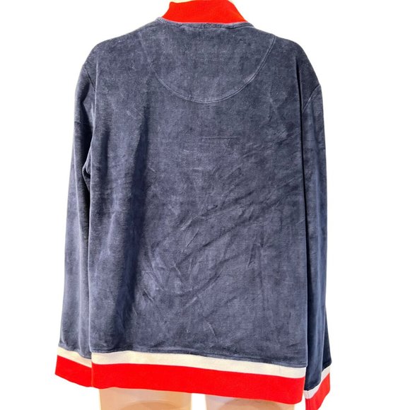 Majestic International Velour Track Suit Jacket Top Navy Red White Zipper NWT - Picture 9 of 13